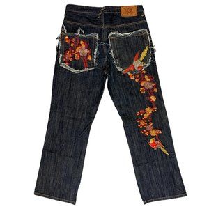 Kanji Evisu Mens Jeans Blue Selvedge Straight W32xL32 Embroider Denim Lot 0460